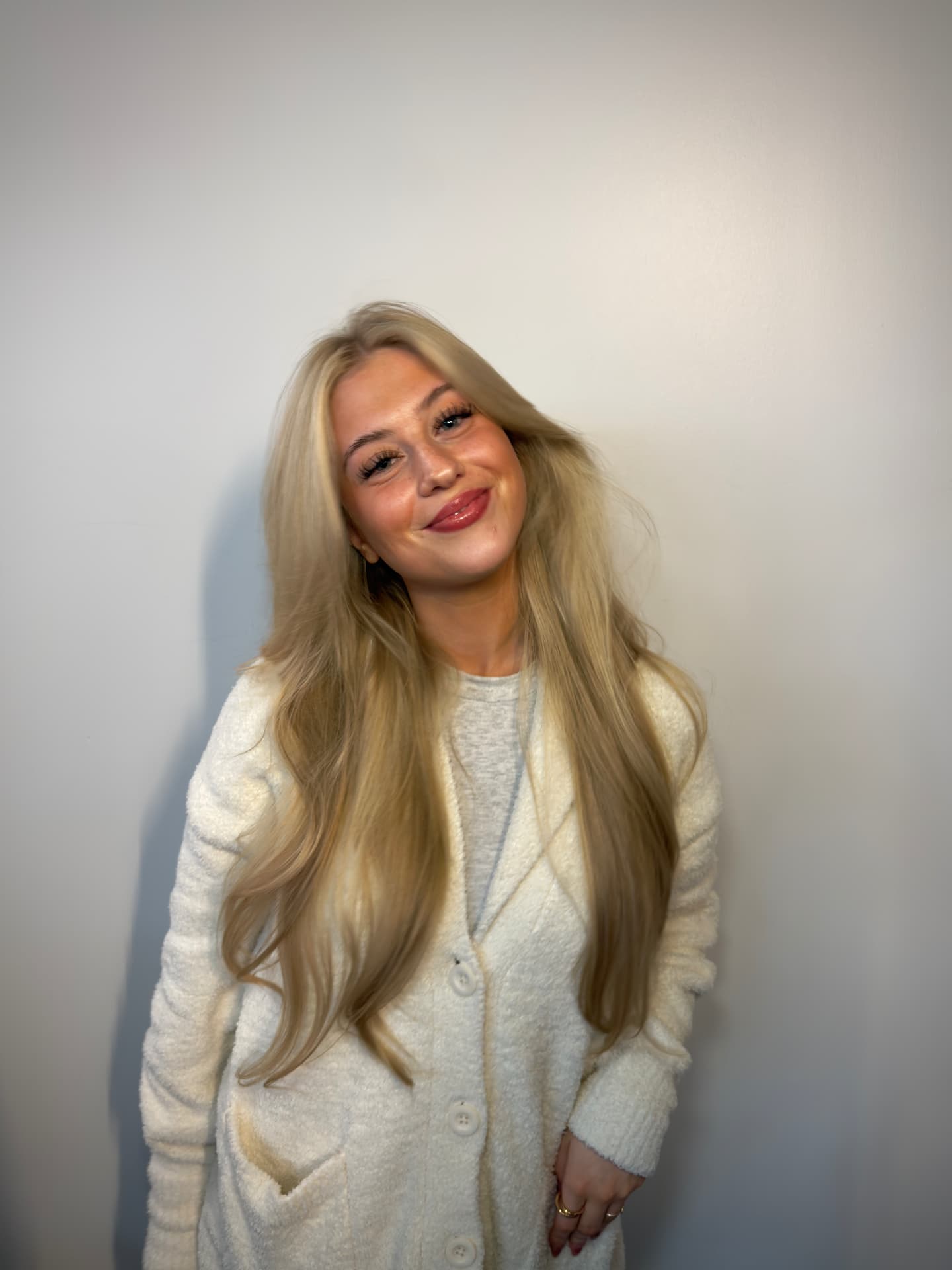 Long creamy blonde with soft waves